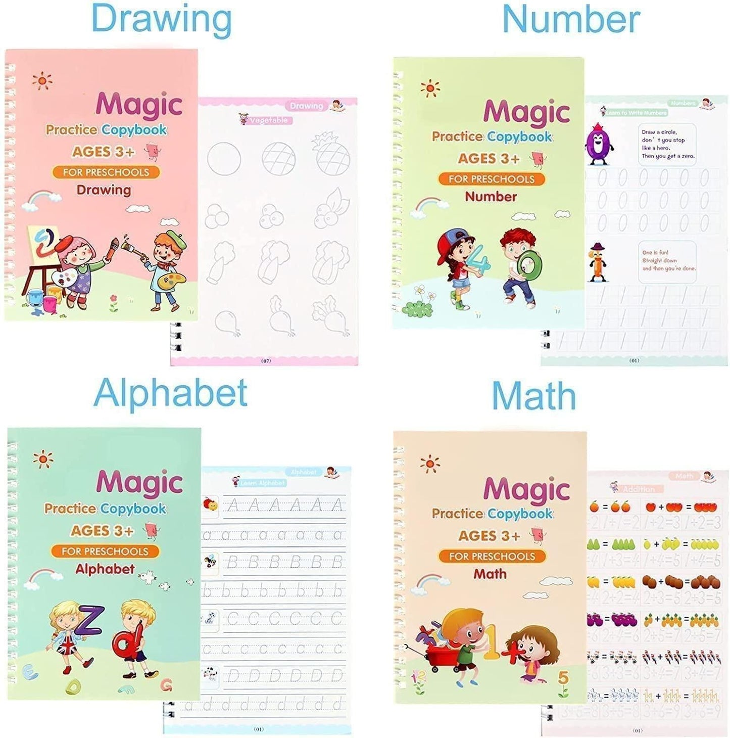Magic Book Buy 1 set & Get 1 set FREE ( 8 Book + 20 Refill+2 Pen+2 Grip )
